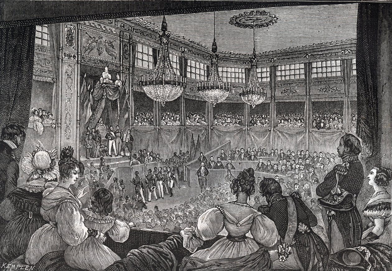 Louis-Philippe Ier prête serment en tant que roi devant la Chambre des députés, le 9 août 1830 - Révolution de 1830 : 