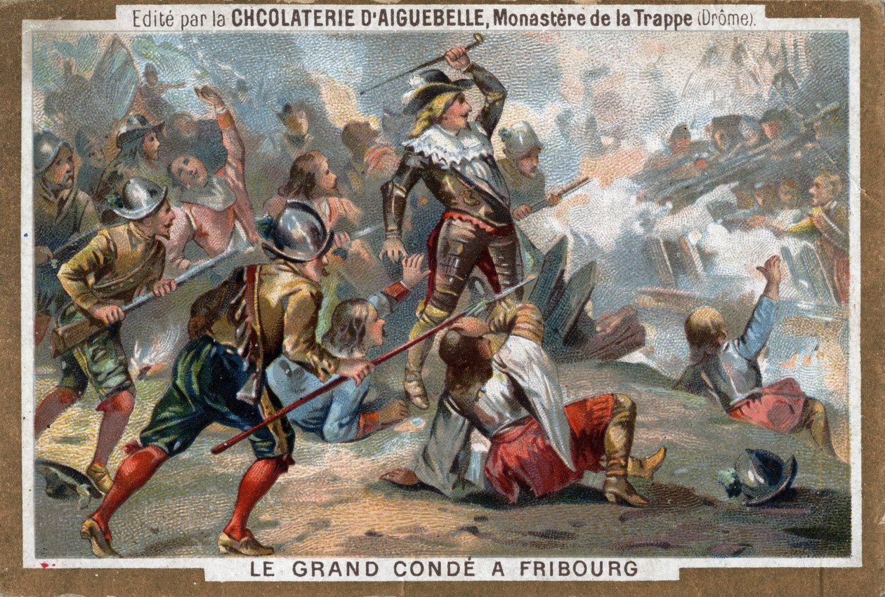 Louis II de Bourbon, Prince de Condé, dit Le Grand Condé, à la bataille de Fribourg en 1644. Chromolithographie du 19ème siècle - French School