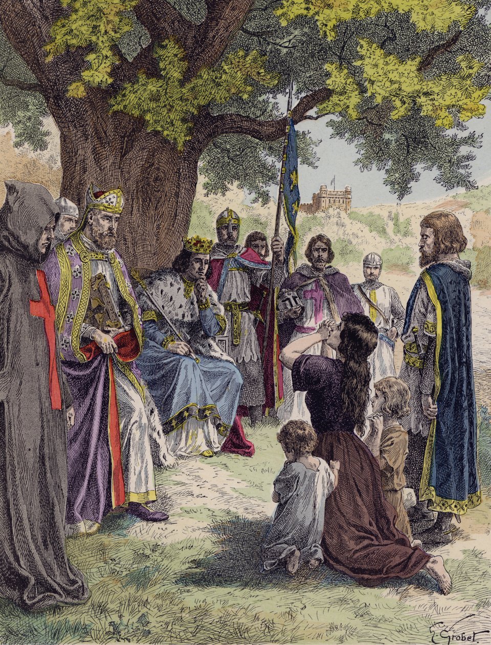Louis IX de France rendant la justice sous un chêne à Vincennes - French School