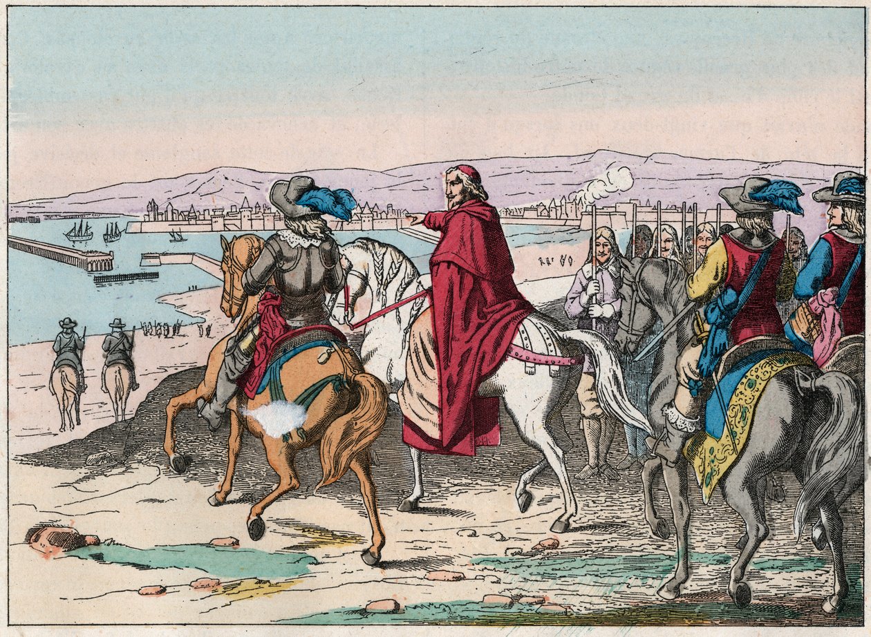 Louis XIII (1601-1643) et le Cardinal de Richelieu au siège de La Rochelle, place d