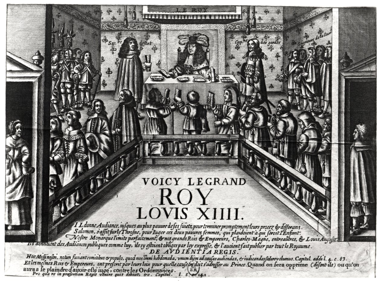 Louis XIV (1638-1715) rendant justice (xylographie) - French School