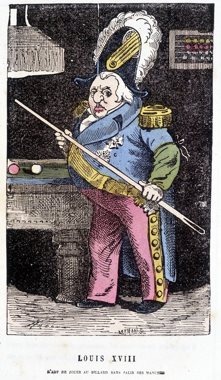Louis XVIII jouant au billard - dans « Histoire de France Tintamarresque » par Touchatout - French School