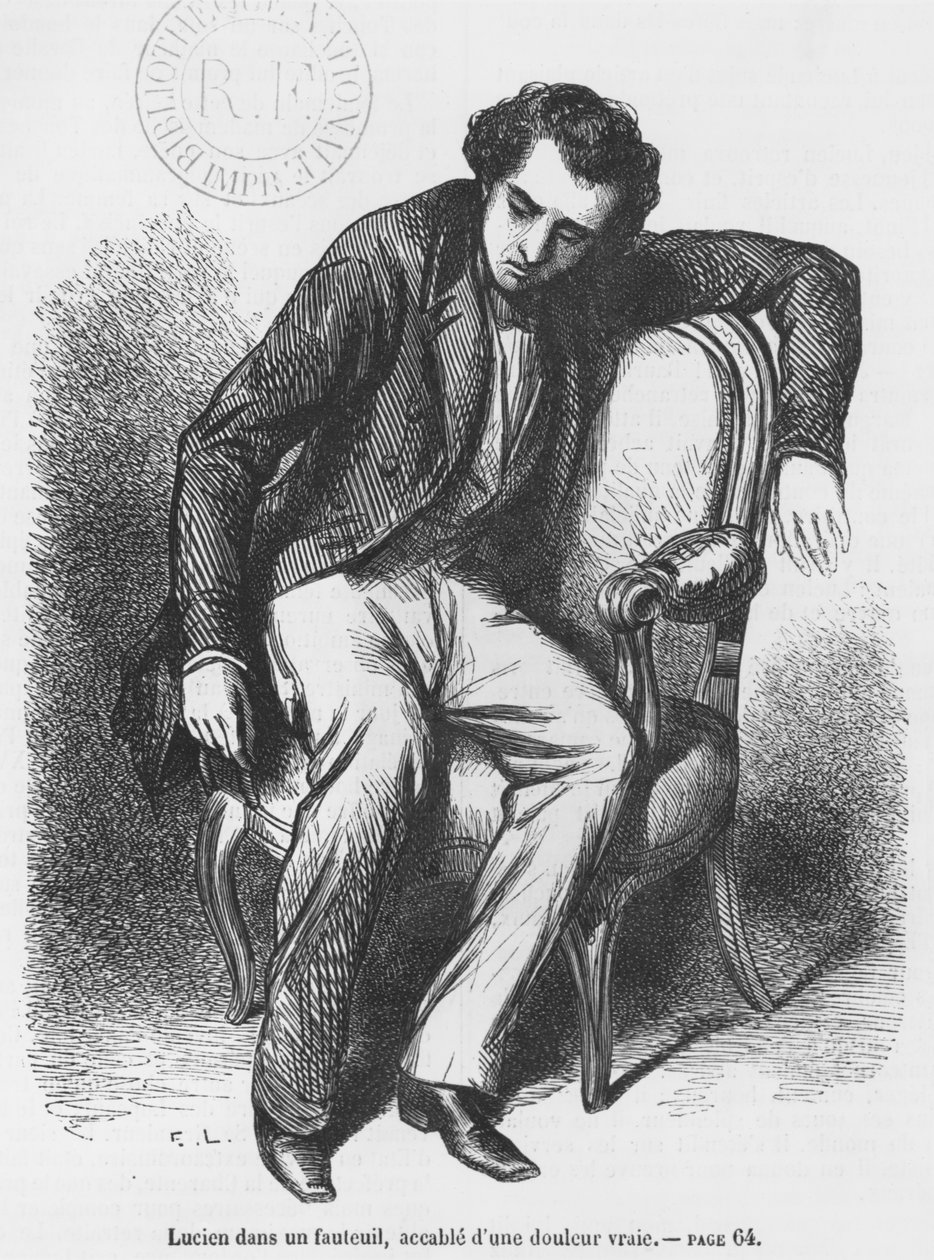 Lucien de Rubempré accablé de chagrin, illustration de 