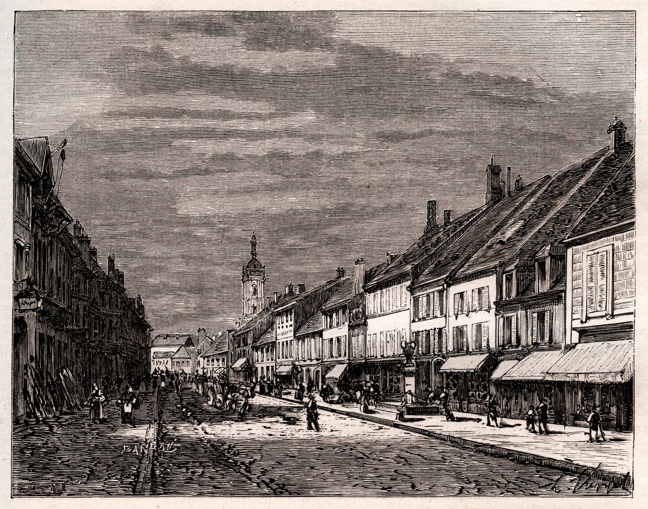Lure - département de Haute-Saône dans la région de Bourgogne-Franche-Comté - gravure dans « La France illustrée : géographie, histoire, administration statistique » par V.-A. Malt-Brown. 1884 - French School
