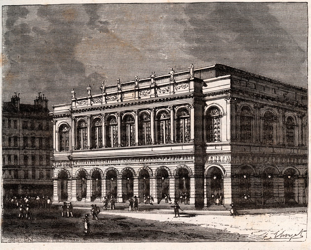 Lyon : Le Grand Théâtre - gravure dans « La France illustrée : géographie, histoire, administration statistique » par V.A. Malt-Brown. 1884 - French School