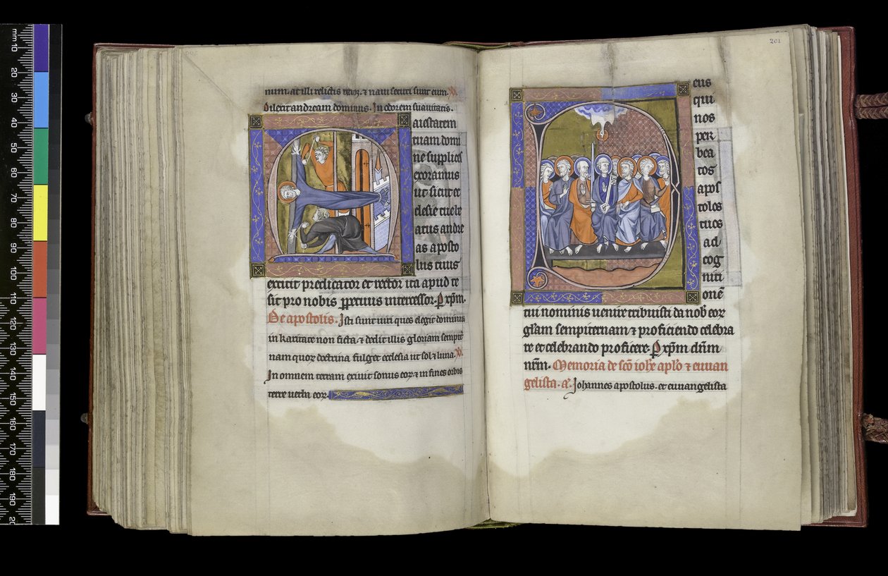 MS 300 f.200v-201r, Suffrage à Saint André et Suffrage aux Apôtres, du Psautier et Heures d