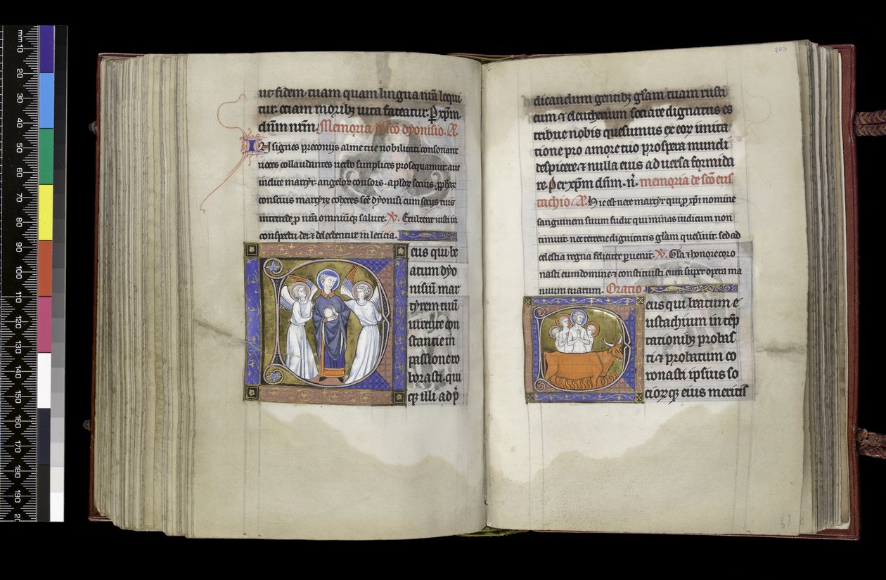 MS 300 f202v-203r, Suffrage à Saint Denis et Suffrage à Saint Eustache, du Psautier et Heures d