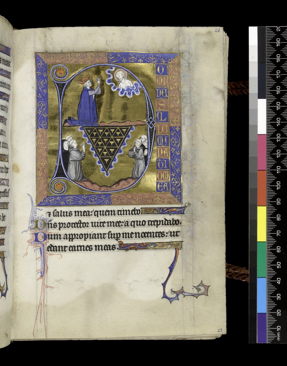 MS 300 f.26r, David prie Dieu, folio du Psautier et Heures d