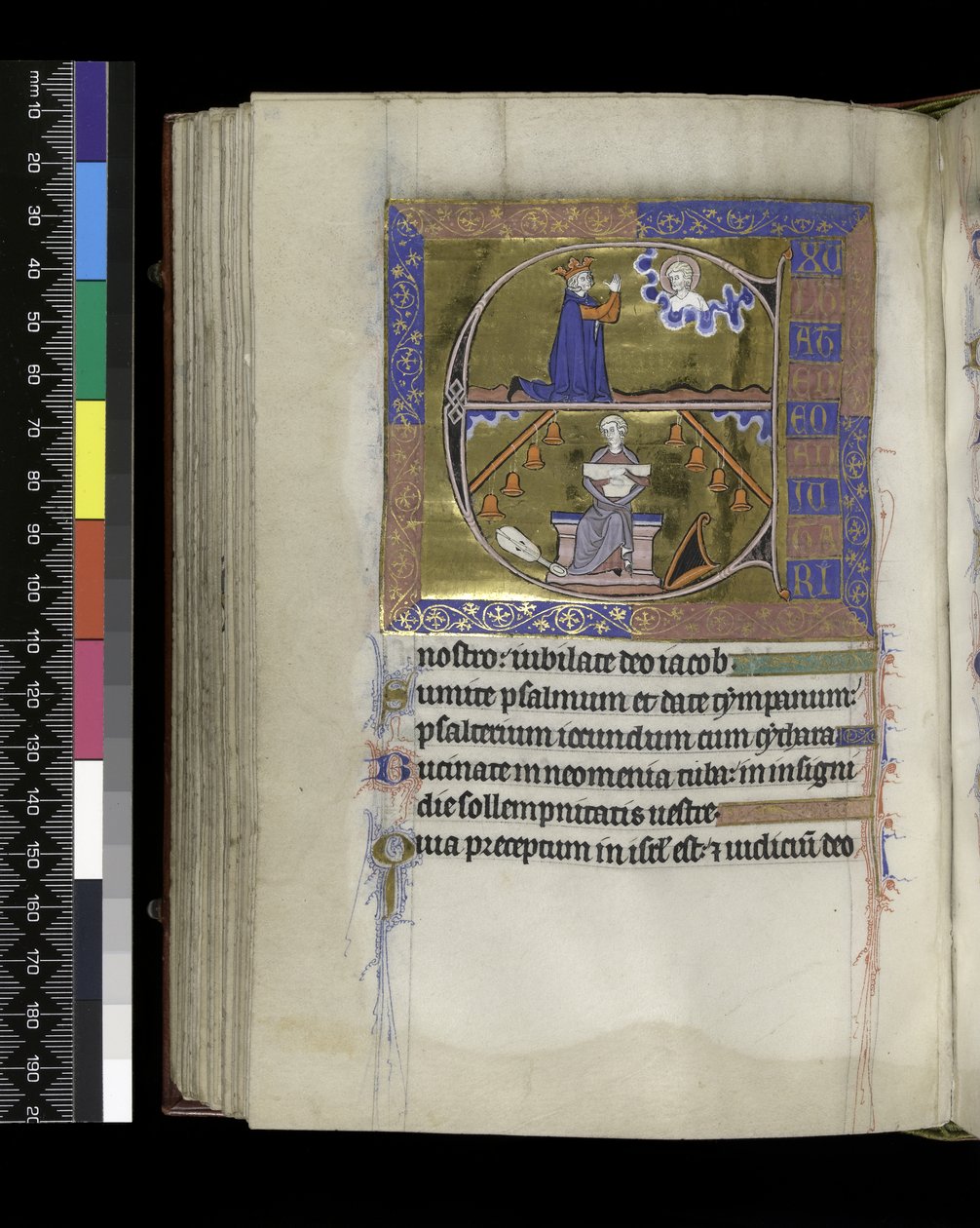 MS 300 f.89v, David prie Dieu - French School