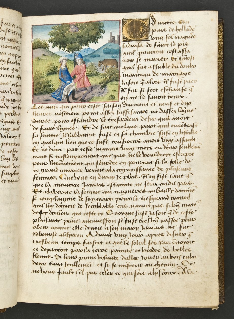 MS Hunter 252 026r Page de Cent Nouvelles Nouvelles, vers 1461-62 - French School