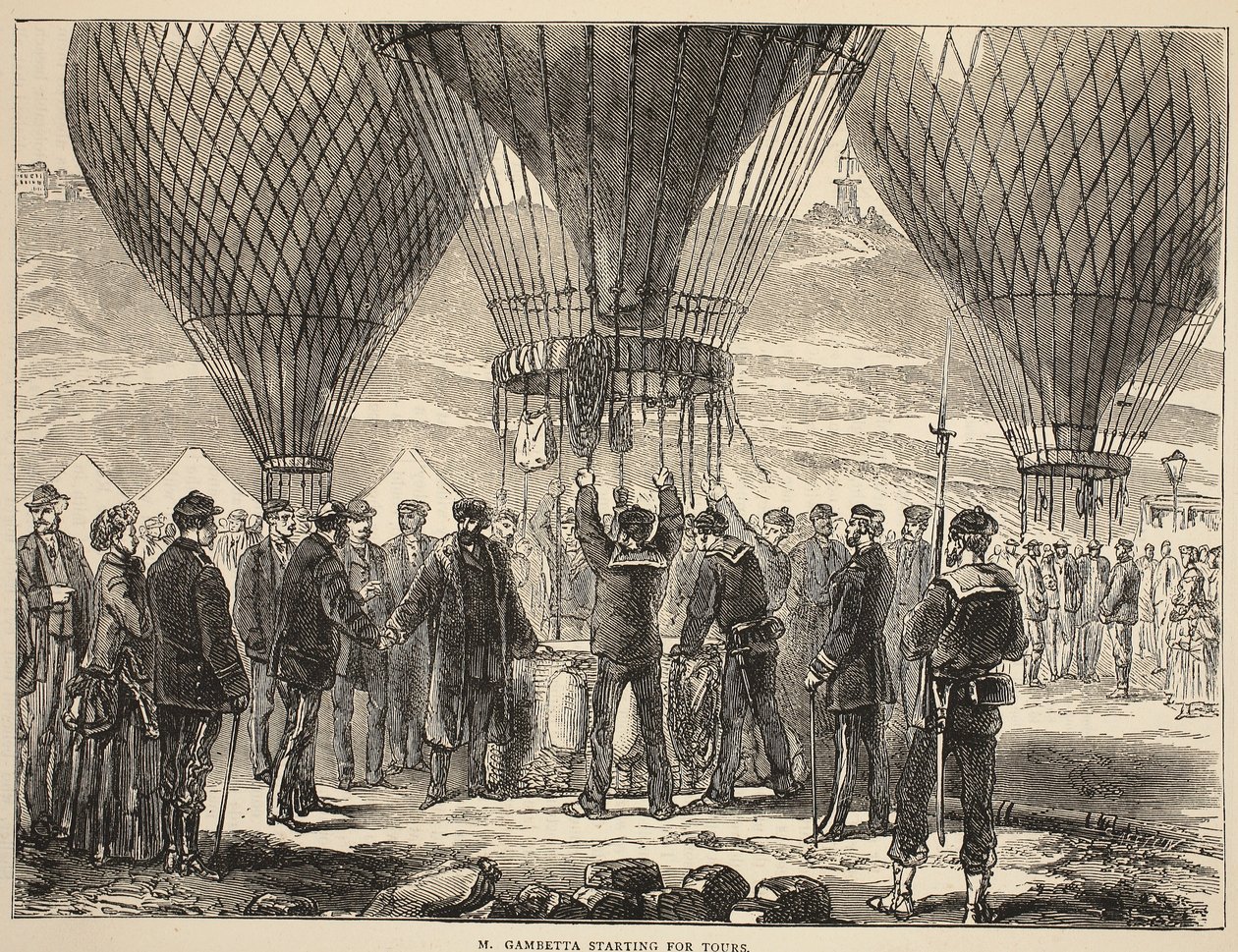 M. Gambetta partant pour Tours, illustration de l
