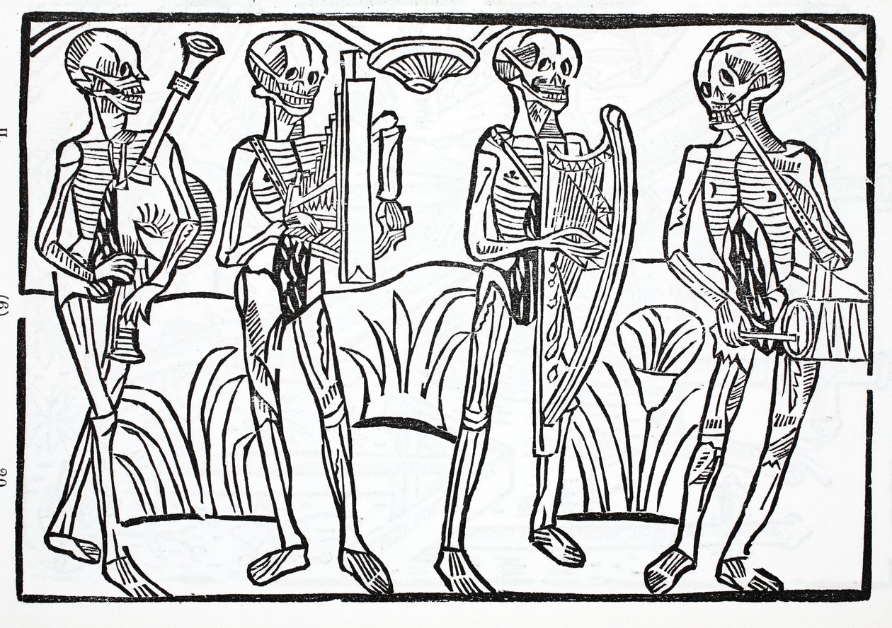 Danse macabre - squelettes de musiciens dans un orchestre - French School