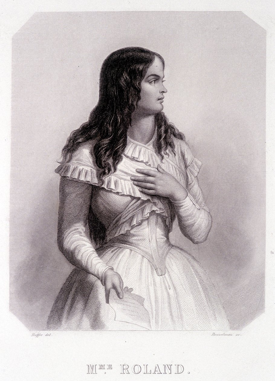 Madame Roland (ou Roland de la Platière, Jeanne Marie ou Monon Philipon), femme politique française (1754-1793) - gravure - French School