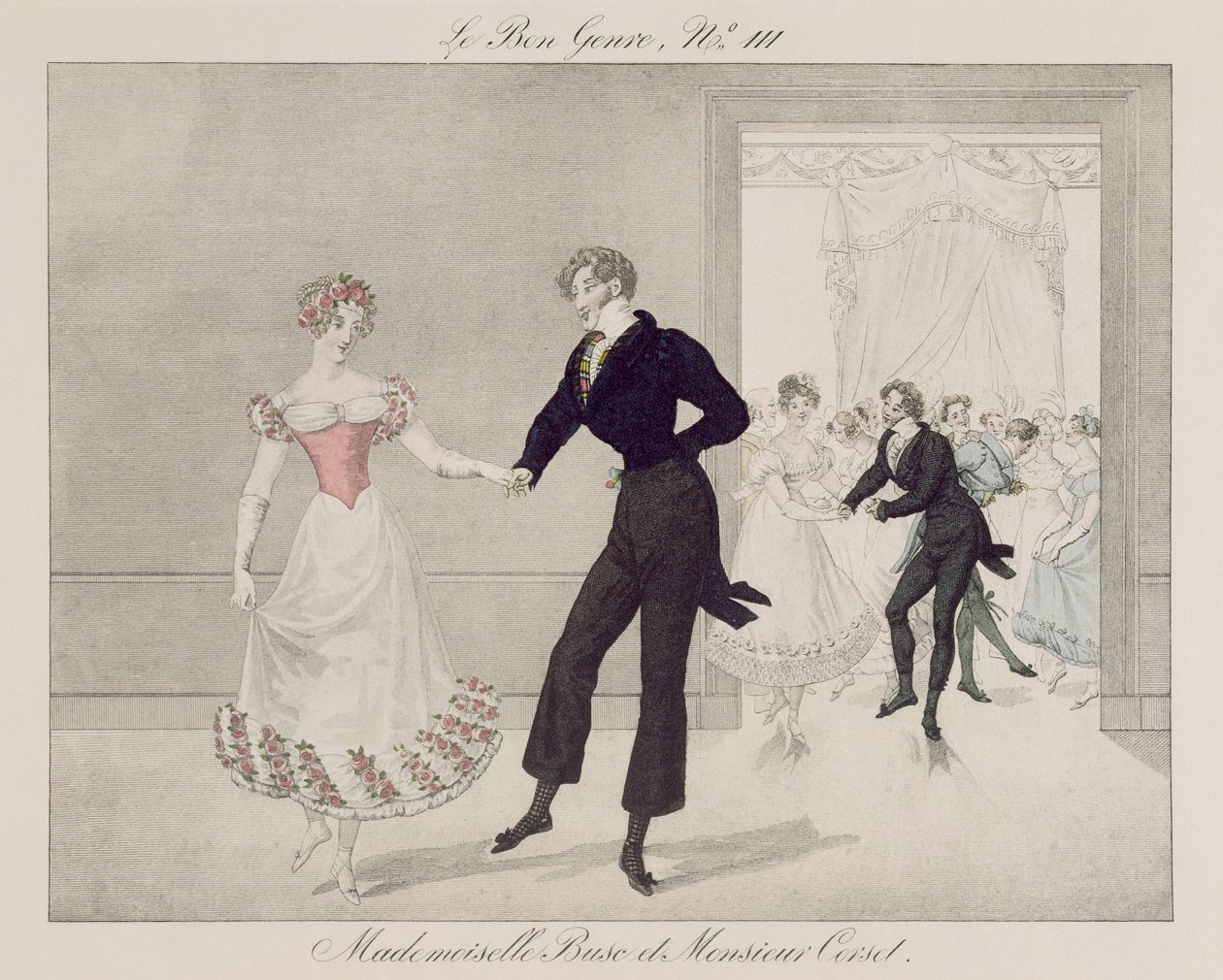 Mademoiselle Busc et Monsieur Corset, planche 111 de Le Bon Genre, c.1810 - French School