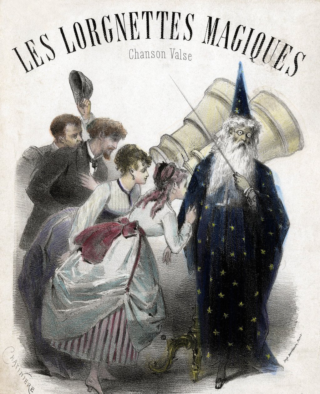 Lorgnettes magiques, chanson pour valse populaire. Lithographie - French School