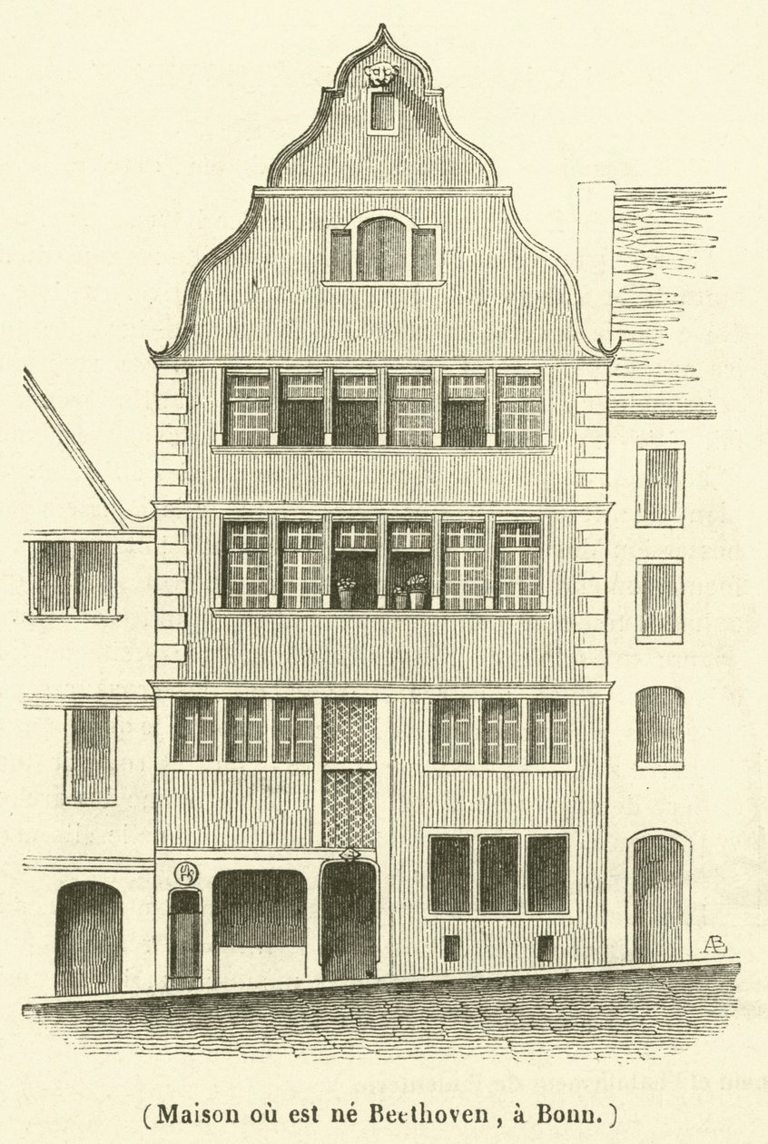 Maison ou est ne Beethoven, a Bonn (gravure) - French School