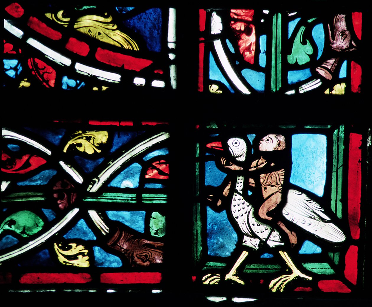 Homme chevauchant un oiseau, XIIIe siècle - French School