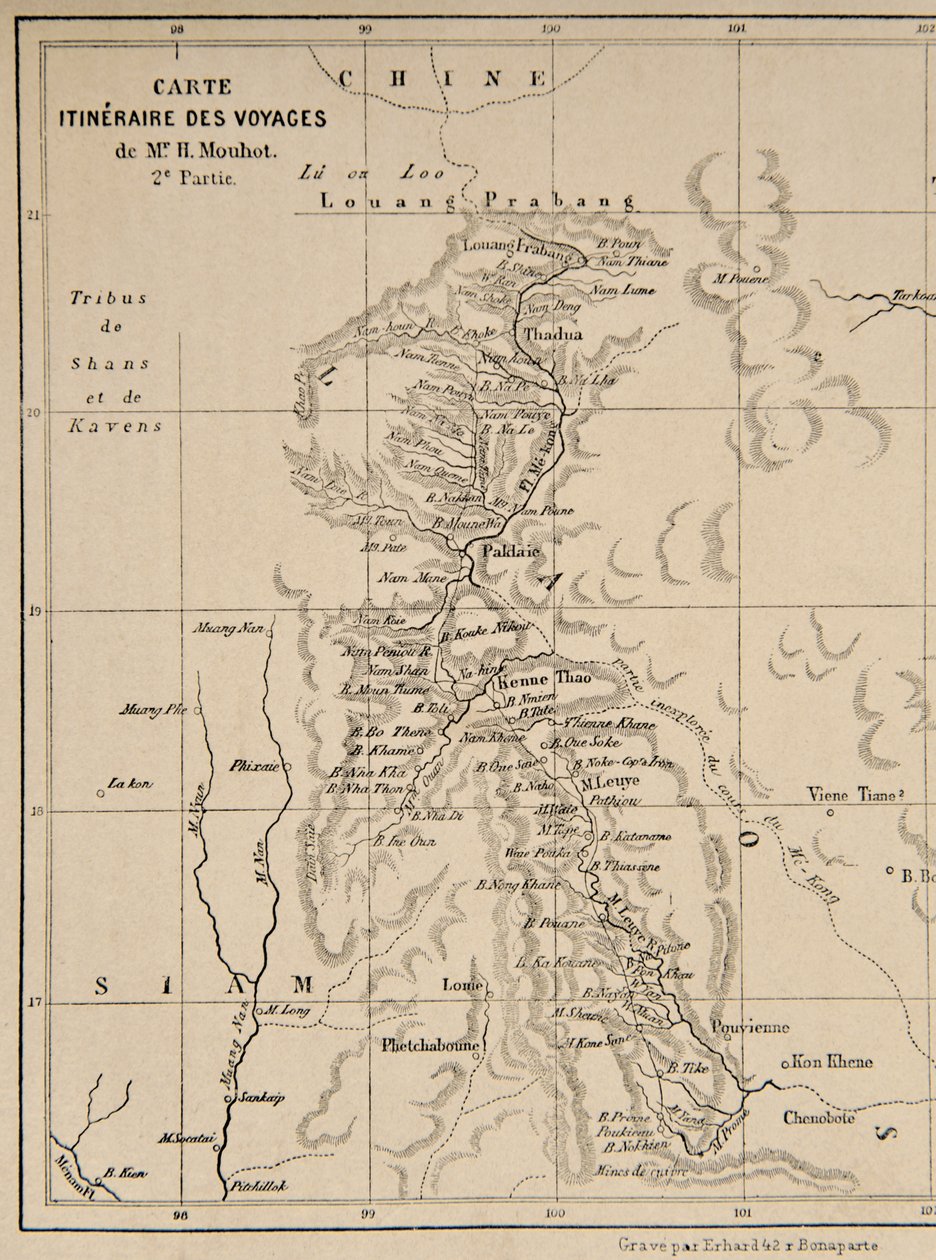 Carte du Laos et du fleuve Mékong montrant l