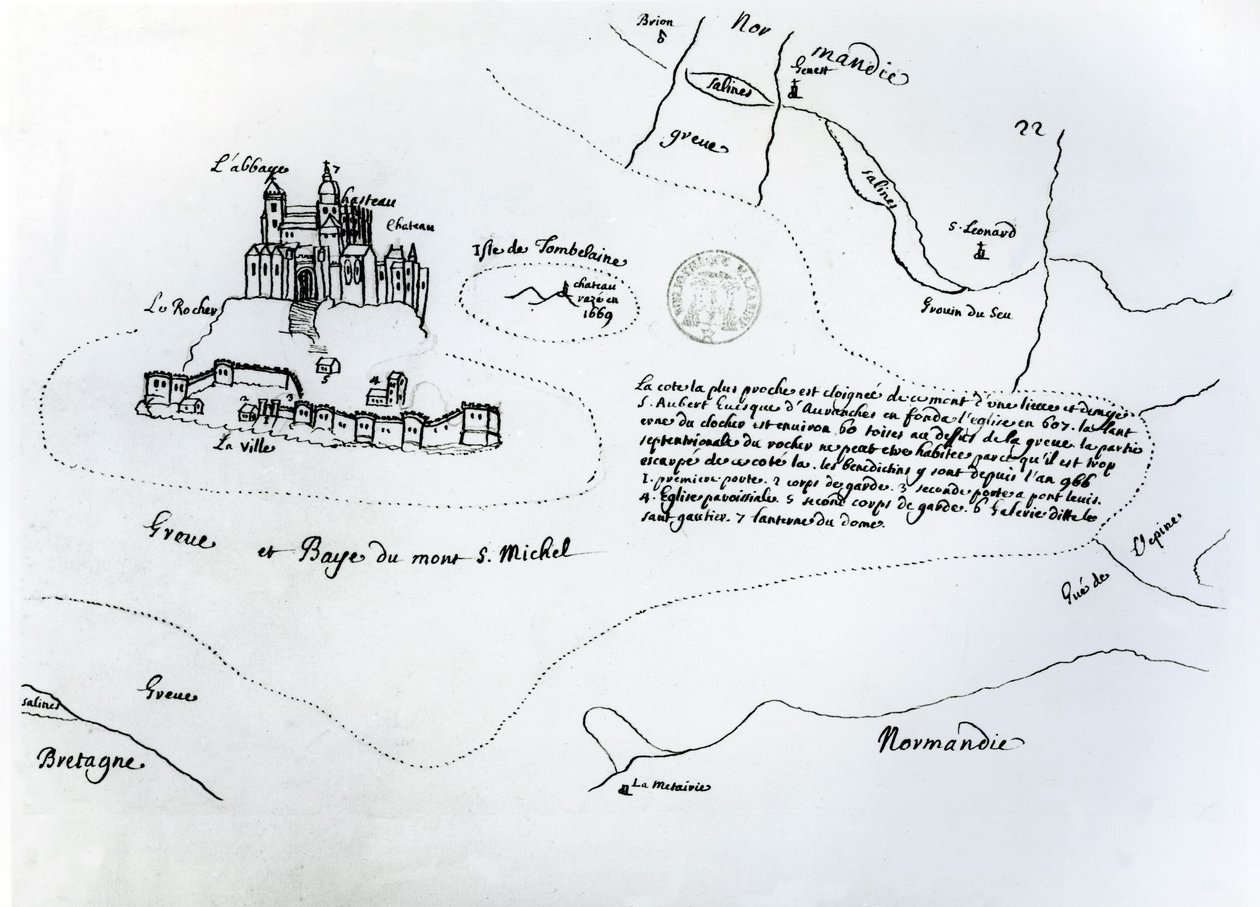 Carte de la baie du Mont Saint-Michel - French School
