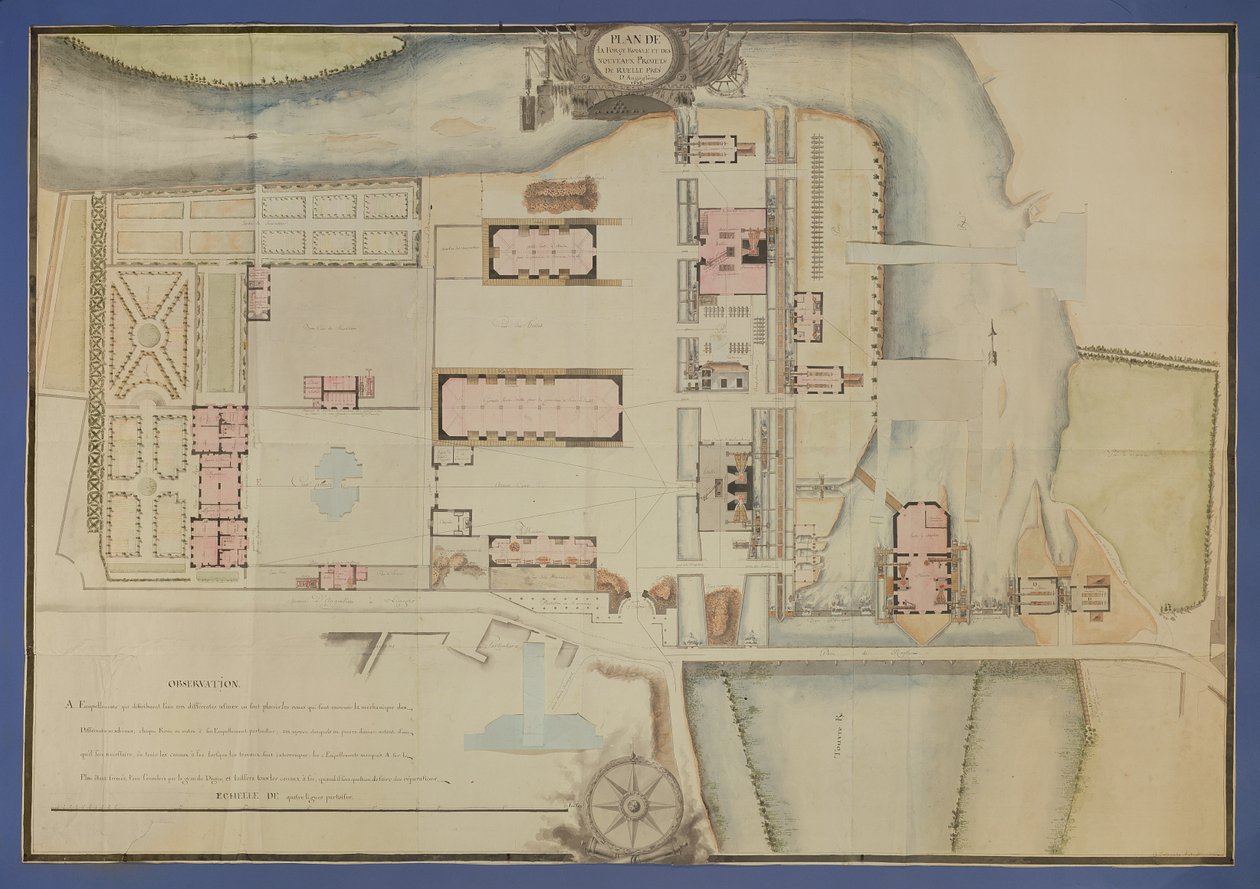 Carte de la forge royale et des nouveaux projets de Ruelle, près d