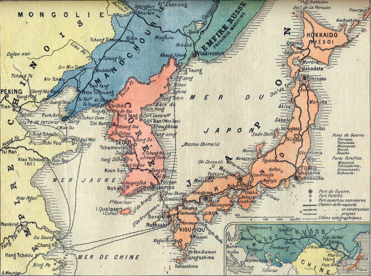 Carte du théâtre de la guerre russo-japonaise. Carte du théâtre de la guerre russo-japonaise - Illustration pour Le petit Journal, 28 février 1904 - French School