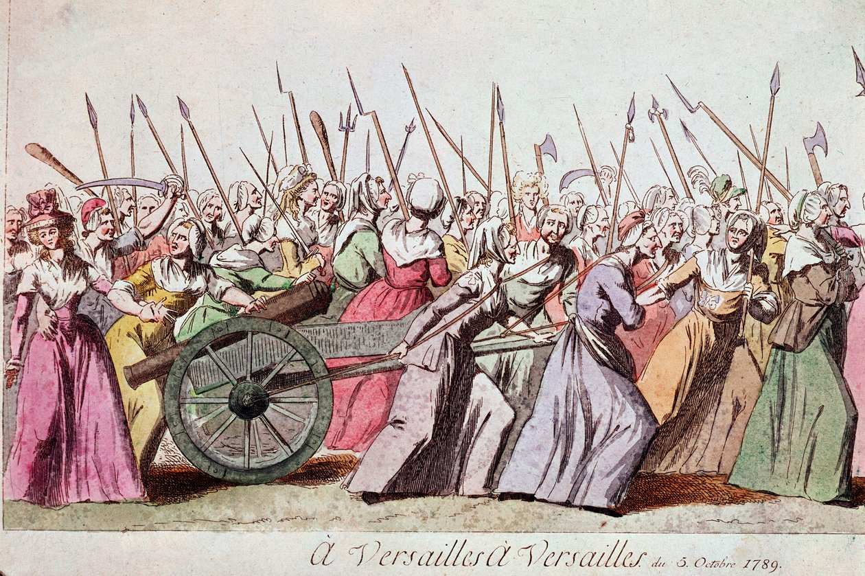 Marche des femmes sur Versailles, Paris, 5 octobre 1789 (gravure) - French School