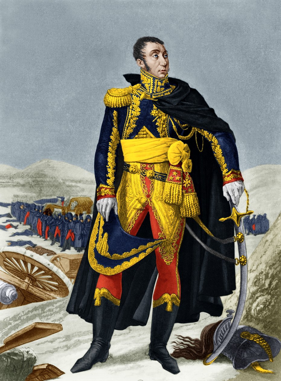 Maréchal de Grouchy (gravure en couleur) - French School