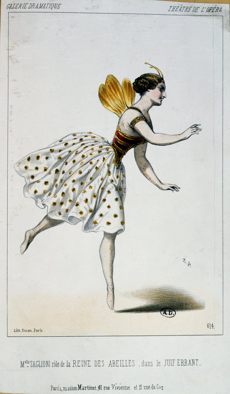 Maria Taglioni (1804-84) en Reine des Abeilles dans Le Juif errant par Jacques Fromental Halévy (1799-1862) vers 1852 - French School