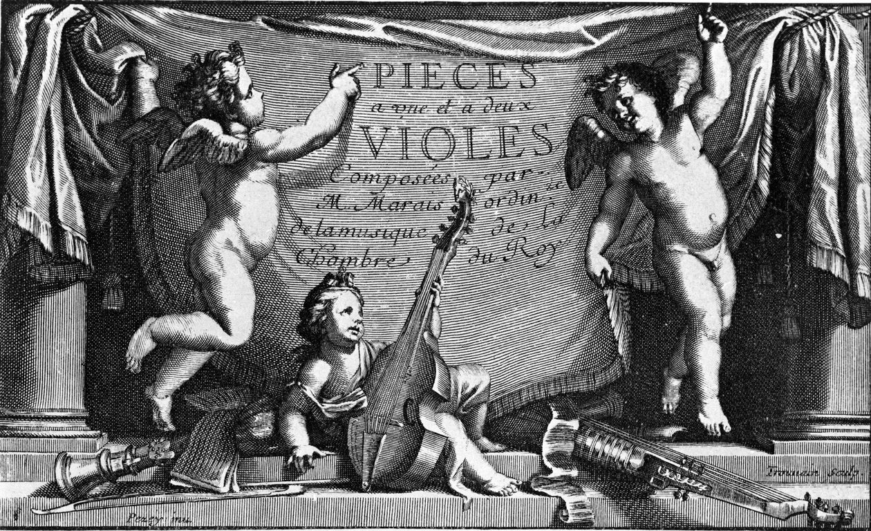 Marin Marais, frontispice de « Pièces à une et deux violes » - French School