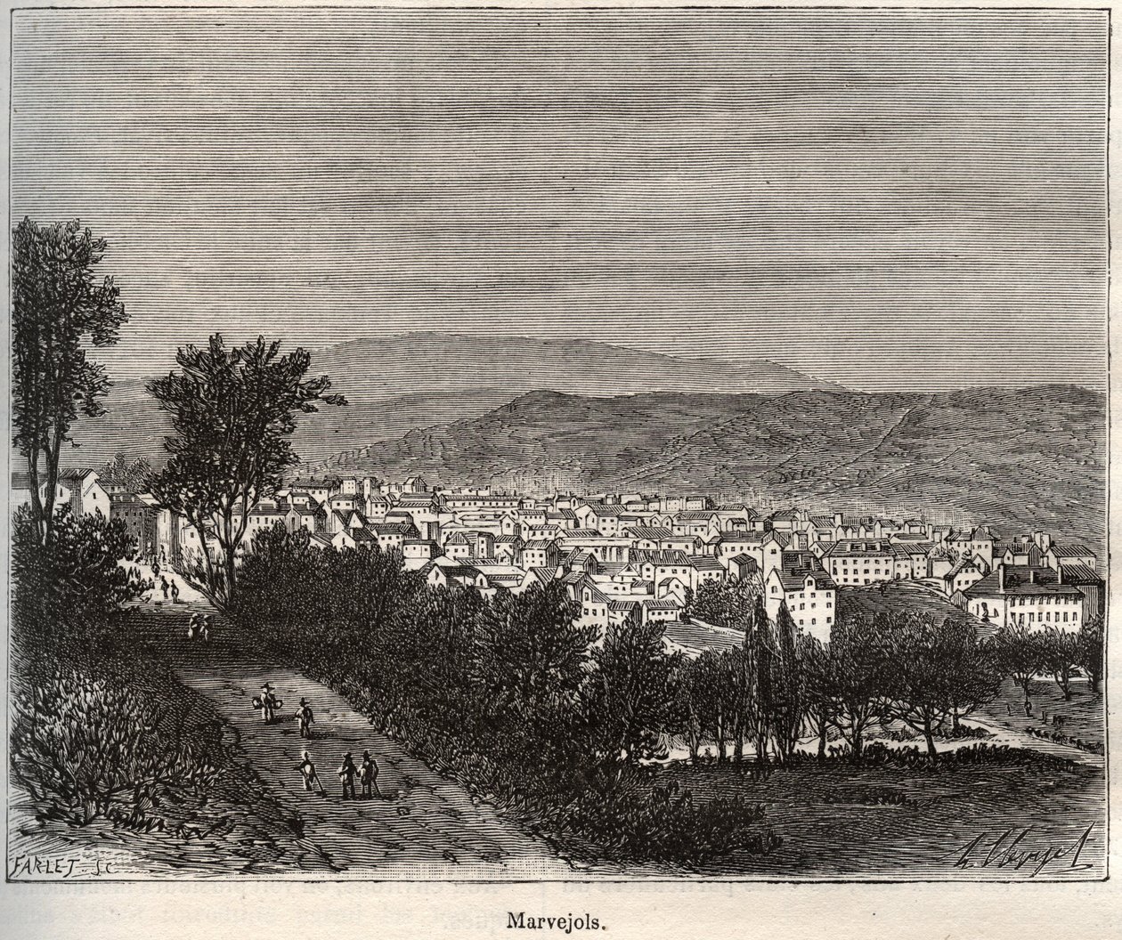 Marvejols - Lozère - Languedoc-Roussillon (gravure dans 
