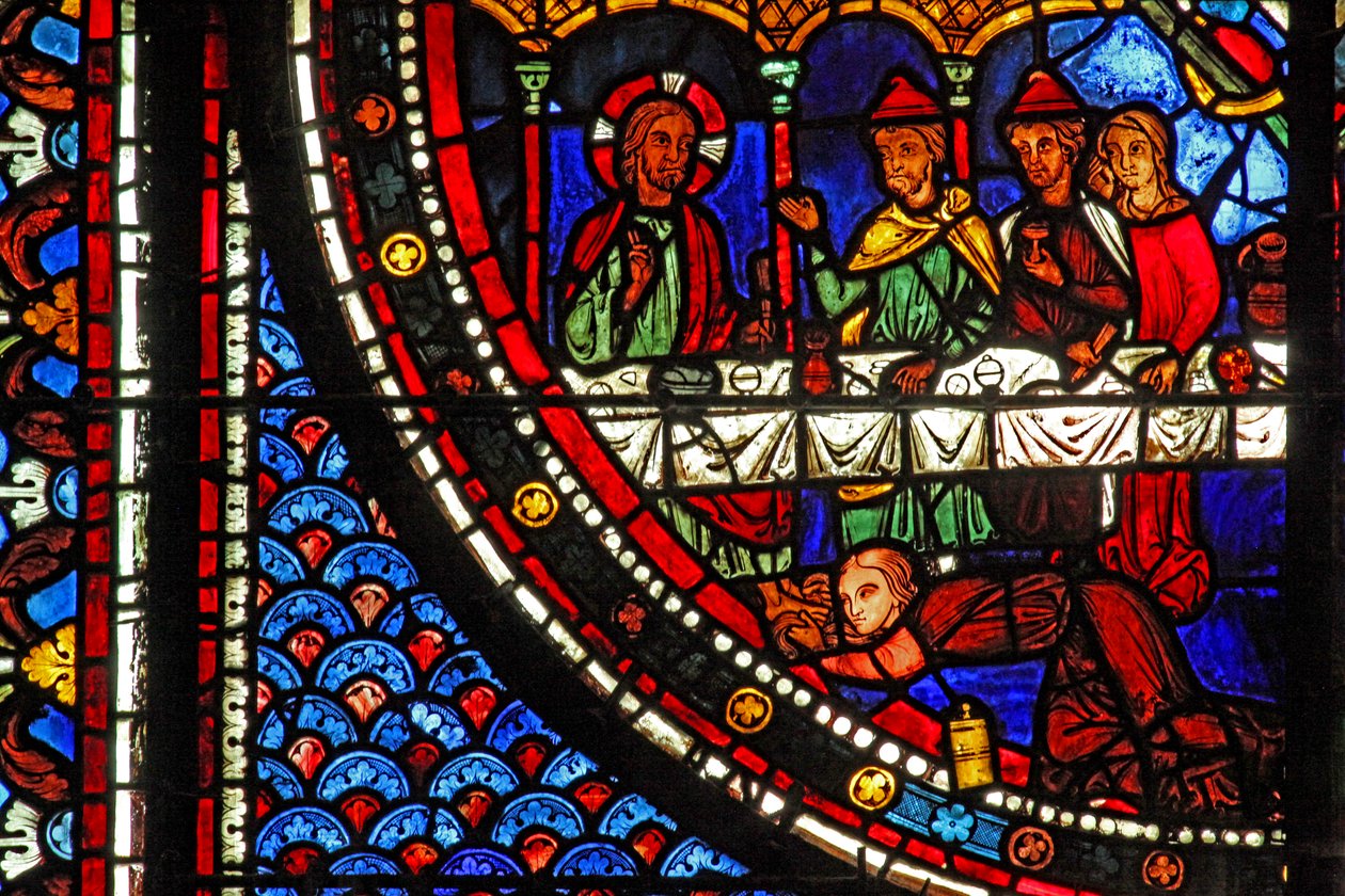 Fenêtre de Marie-Madeleine : Marie chez Simon - French School