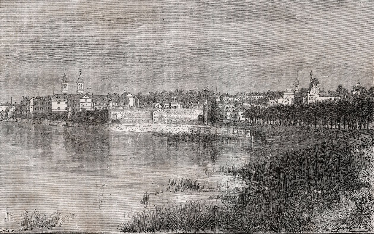 Melun - Île-de-France - gravure dans "La France illustrée : géographie, histoire, administration statistique" par V.A. Malt-Brown. 1884 - French School