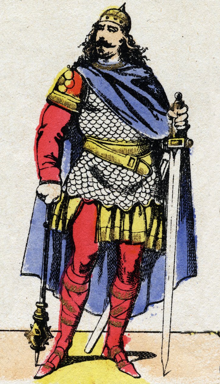 Dynastie mérovingienne : Portrait de Charles Martel (v. 688-741) maire du palais de 737 à 741. Imagerie d