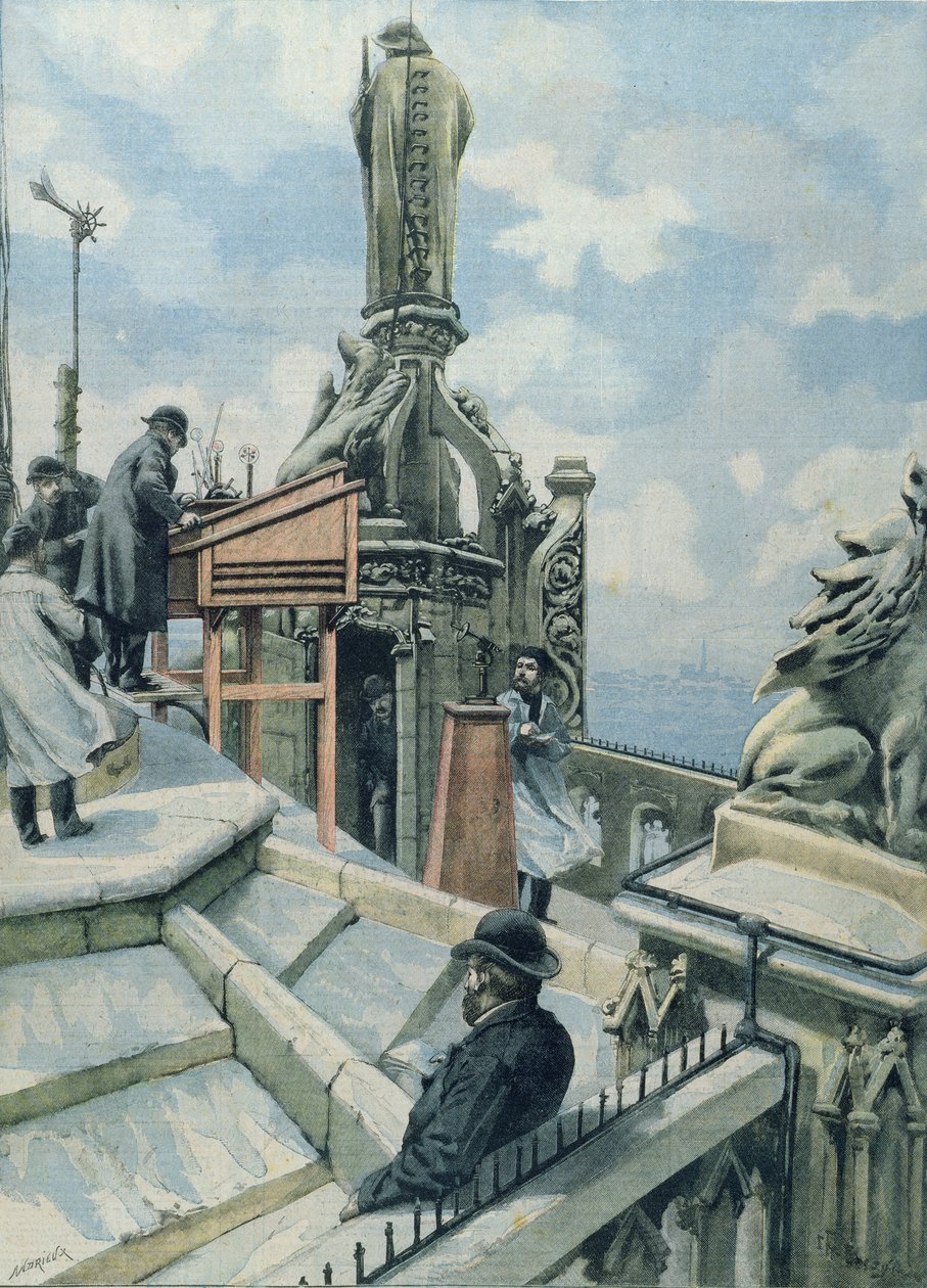 Observatoire météorologique sur la Tour Saint-Jacques, illustration de Le Petit Parisien, 20 novembre 1902 - French School