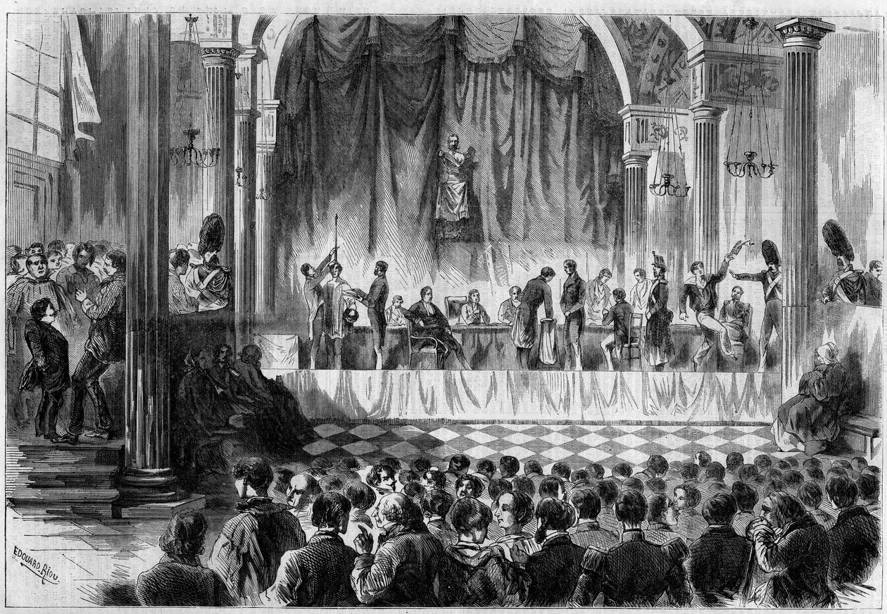 Recrutement militaire : tirage au sort des conscrits de 1858, dans la salle Saint Jean de l