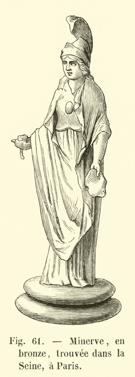 Minerve, en bronze, trouvee dans la Seine, a Paris (engraving) - French School