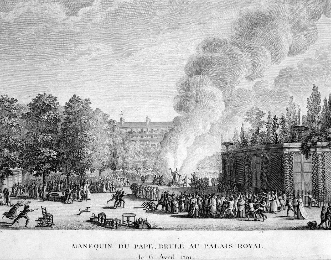Modèle du pape brûlé au Palais Royal, 6 avril - French School