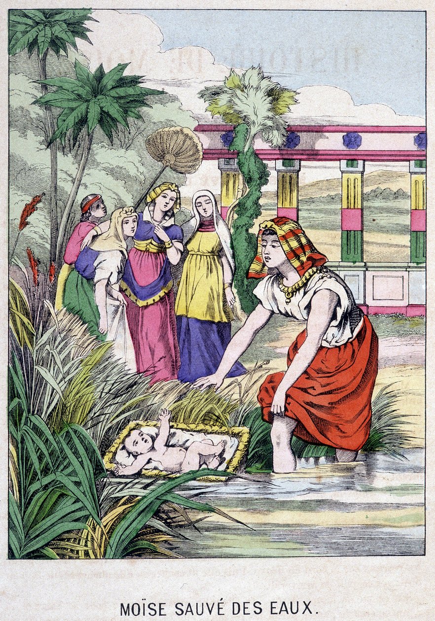 Moïse sauvé des eaux - dans "Vie de Moïse", éd. Olivier Pinot, Épinal, fin 19ème siècle - French School