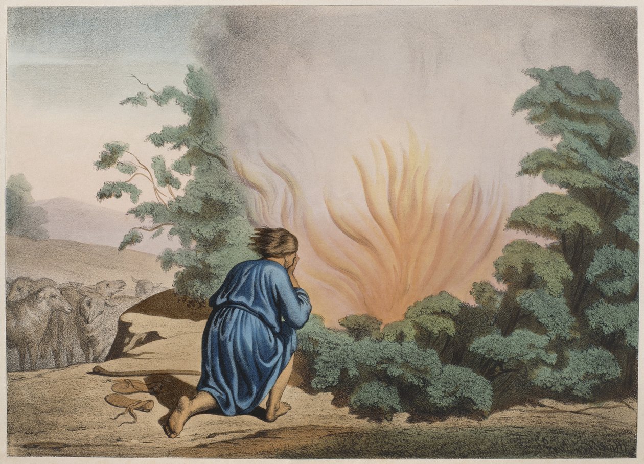 Moïse et le Buisson Ardent, illustration du catéchisme L