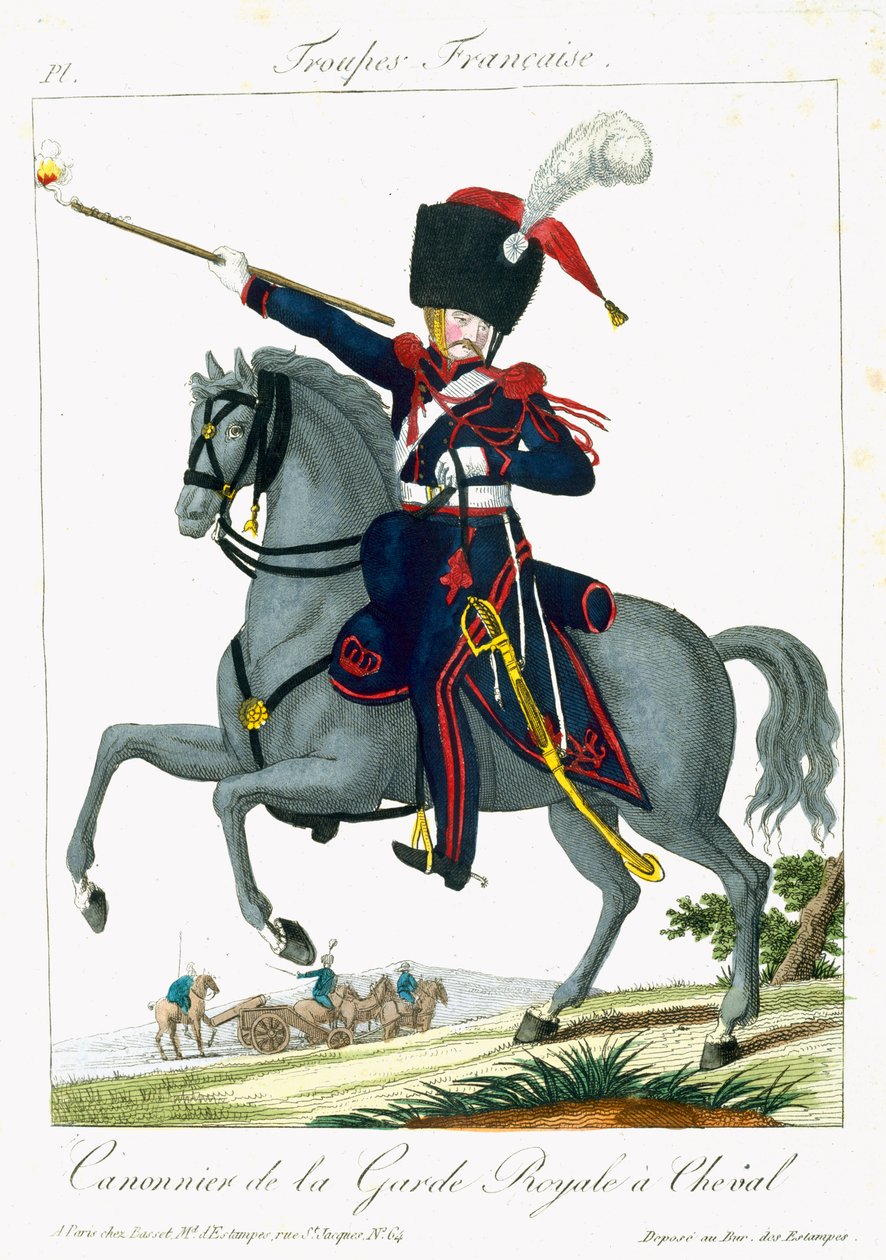 Canonnier Monté de la Garde Royale, de Troupes Françaises, pub. chez Basset, Paris, vers 1790 - French School