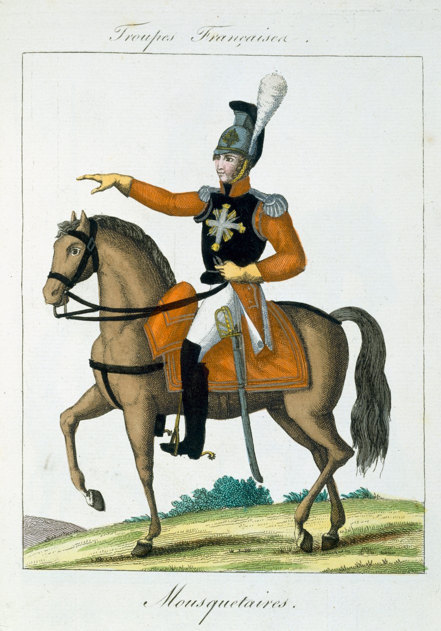 Mousquetaire Monté, de Troupes Françaises, pub. chez Basset, Paris, vers 1790 - French School