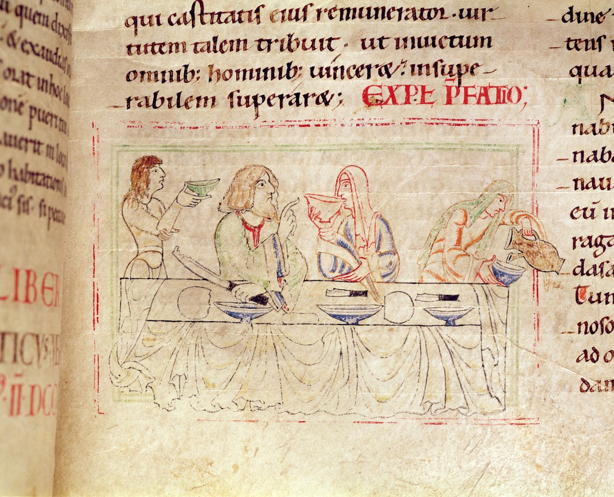 Ms.1215 t.3 fol.158v, Repas avec Judith et Holopherne, de la Bible d