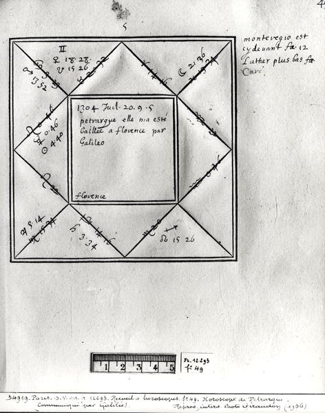 Ms.Fr.12293 fol.49 Horoscope de Pétrarque par Galilée, d