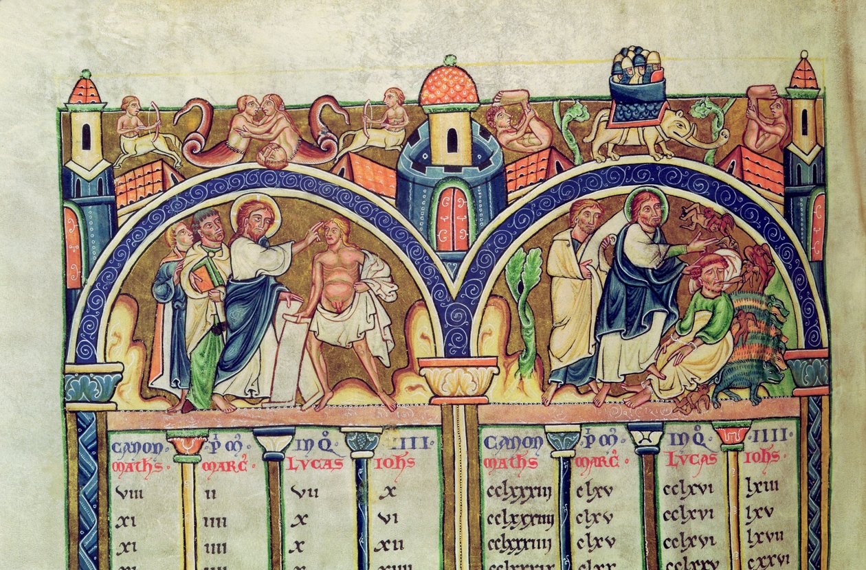 Canon des Évangélistes, détail (Christ guérissant l