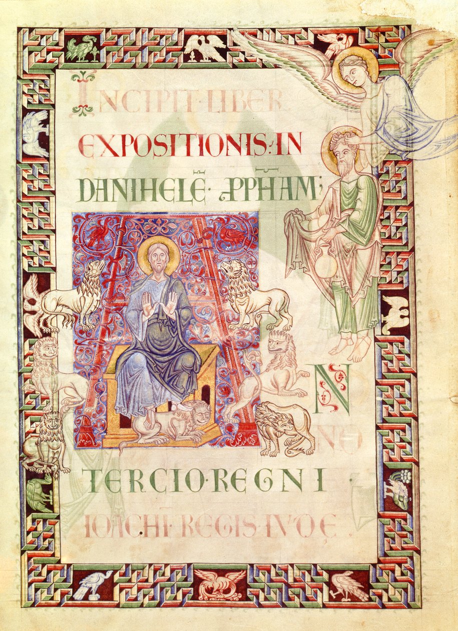 Daniel dans la fosse aux lions nourri par Habacuc, de Explanatio in Prophetas et Ecclesiasten par Saint Jérôme - French School