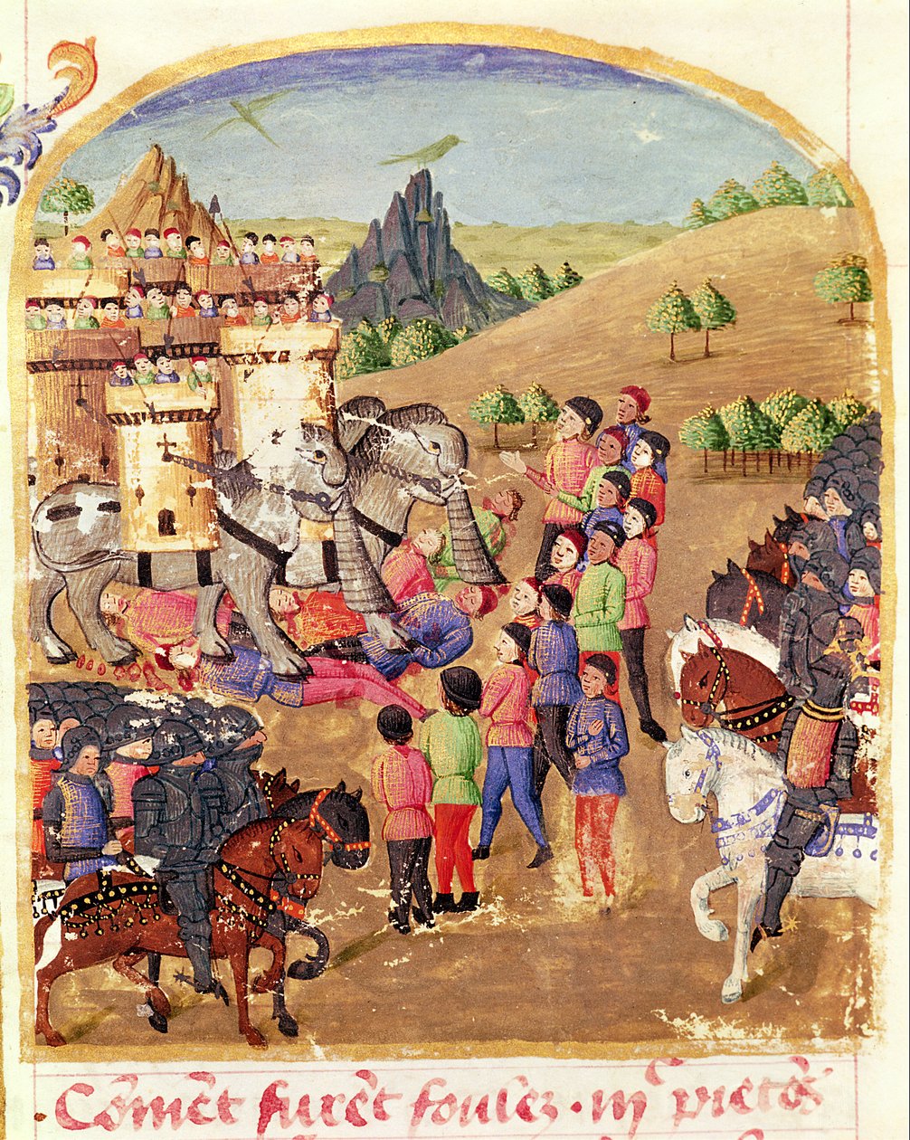 Ms 1335 fol.217 Les Éléphants de Guerre, de la Vie d