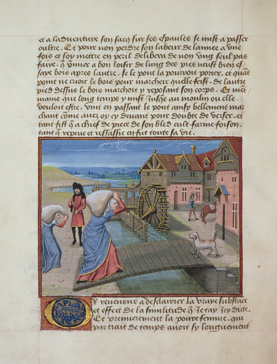 Ms 165 fol.48v Un moulin à eau, de l