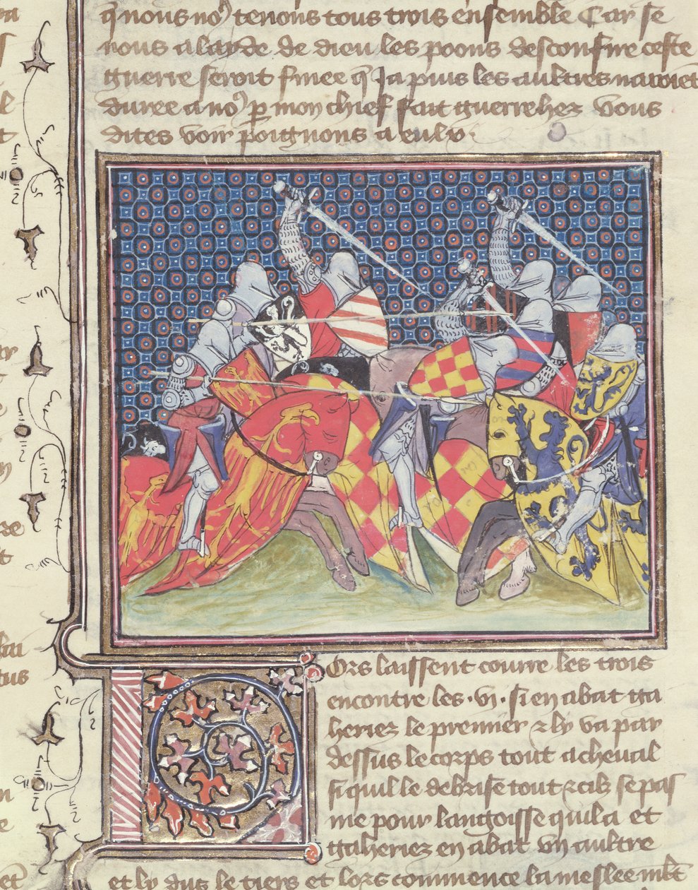 Ms 3480 Chevaliers en bataille, du Livre de Messire Lancelot du Lac - French School