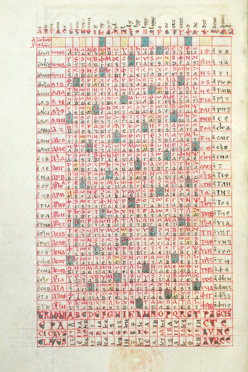 Ms 364 Un Calendrier Perpétuel, du Bréviaire de Mont-Cassin, fin du 11e ou début du 12e siècle - French School