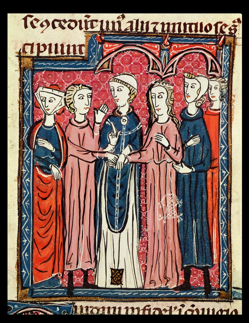 Ms 372 fol.153 Un mariage, des Décrets de Gratien - French School